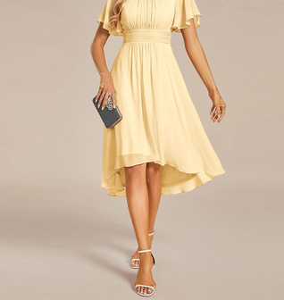 ever EDEN|Flowy Chiffon Round Neckline A-Line Knee Length Bridesmaid Dress