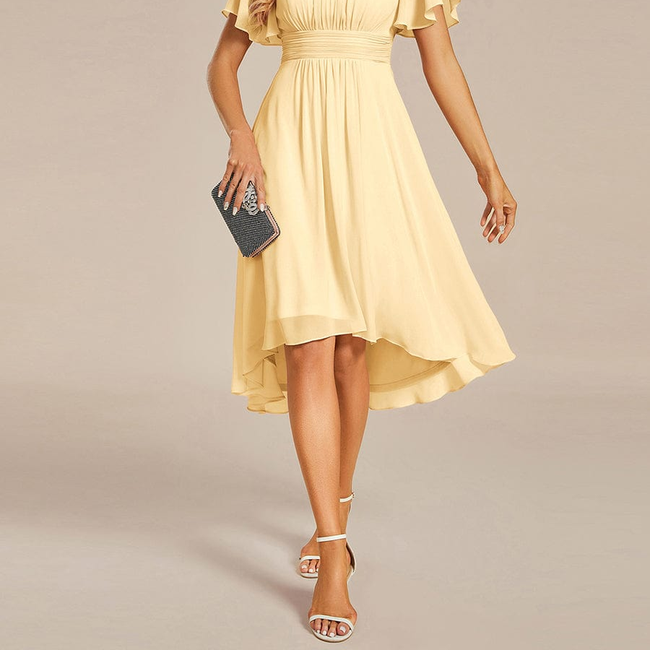 ever EDEN|Flowy Chiffon Round Neckline A-Line Knee Length Bridesmaid Dress-gallery-33579446075466