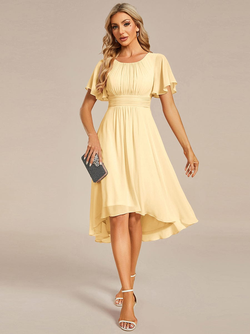 ever EDEN|Flowy Chiffon Round Neckline A-Line Knee Length Bridesmaid Dress