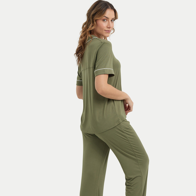 Short Sleeve Bamboo Pajama Set with Pants-gallery-41439022416112