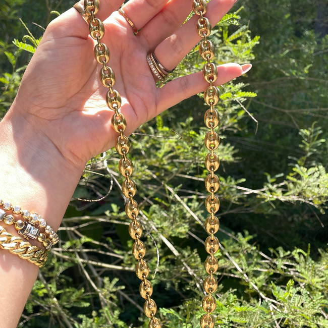 Vintage yellow 18K mariner link chain, 25.5 inch-gallery-55636992852283