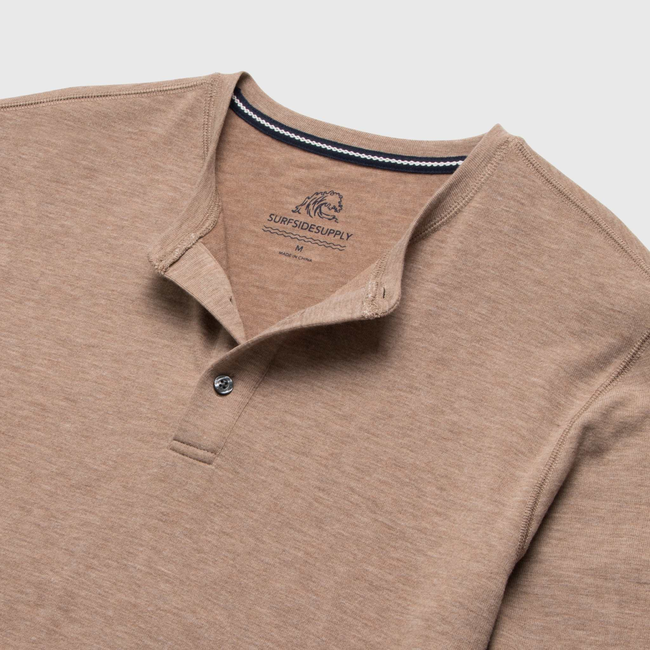 Sean Ultra Soft Classic Henley - Camel Heather-gallery-44013878673666