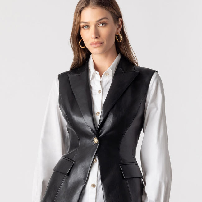 Rialto Vegan Leather Sleeveless Blazer-gallery-44400898441466