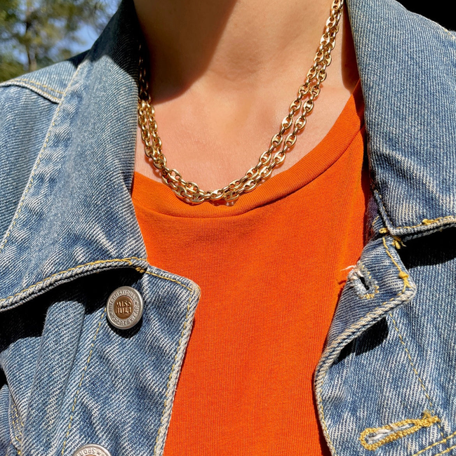 Vintage yellow 14K solid mariner chain, 35.25 inch-gallery-52832185516347