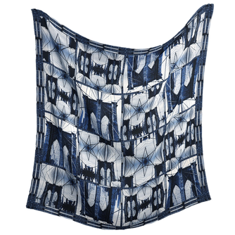 Silk 26 Inch Square Scarf - Brooklyn Bridge - Blue