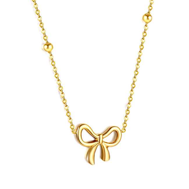 Madeline Bow Gold Necklace-gallery-42474142335226