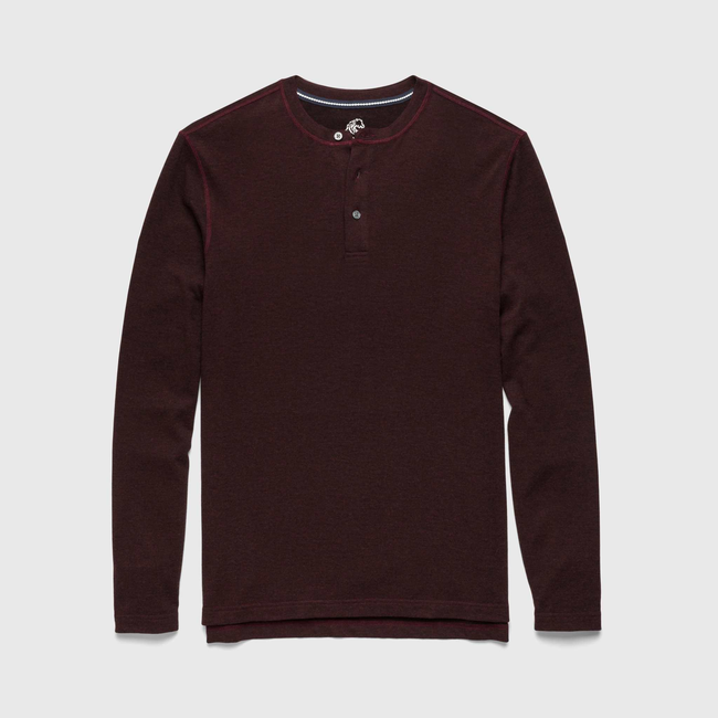 Sean Ultra Soft Classic Henley - Cabernet Heather-gallery-44013877231874