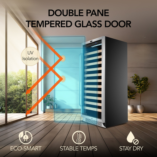 Whynter BWR-1002SD Single Zone 24 in. 100-Bottle Built-in Wine Cooler Fridge w/ Lock Stainless Steel-gallery-48113282679032