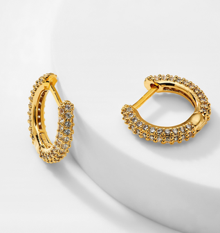 SMALL PAVE HUGGIE HOOP EARRINGS