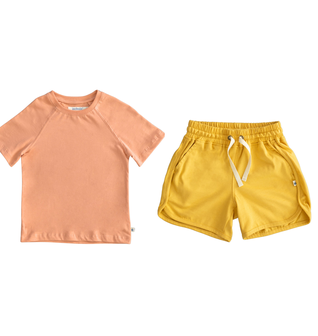 Frankie T-shirt & Ollie Short Set in Sherbet & Ochre