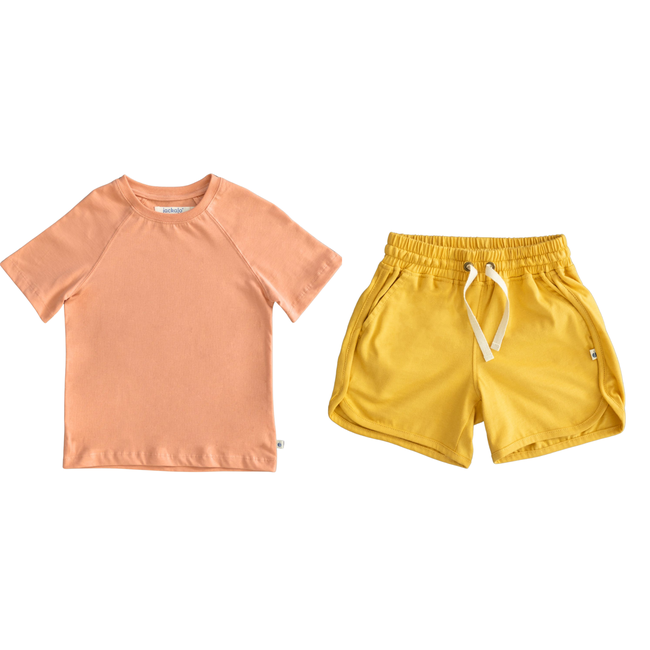 Frankie T-shirt & Ollie Short Set in Sherbet & Ochre-gallery-49262175125803