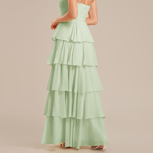Ruffled Chiffon Sleeveless Wedding Guest Dress-gallery-33683621347402