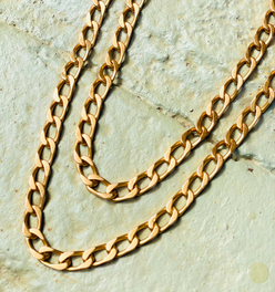 Vintage French yellow 18K gold oval link curb chain likely Rolling et Cie, 37 inch