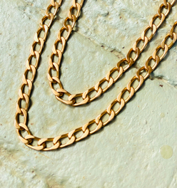 Vintage French yellow 18K gold oval link curb chain likely Rolling et Cie, 37 inch