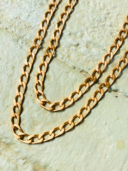 Vintage French yellow 18K gold oval link curb chain likely Rolling et Cie, 37 inch