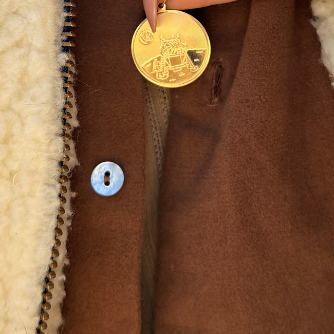 Vintage yellow 14K commemorative Moon Landing pendants with box from 1969-gallery-57141130953019