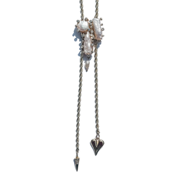 Boho Heart & Spike Pearl Bolo Necklace
