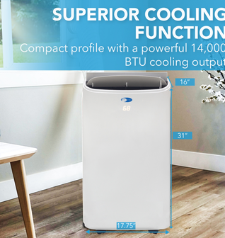 Whynter Portable Air Conditioner, Dehumidifier, & Fan with HEPA Filter 500 sq ft Efficiency 14000 BT