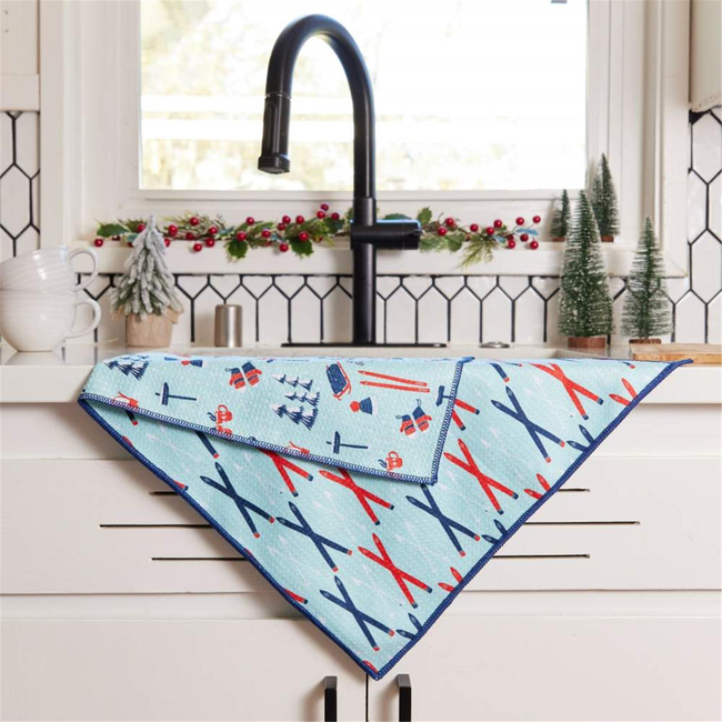 Nordic Sports blu Kitchen Tea Towel-Double-Sided Print-gallery-32073402843223