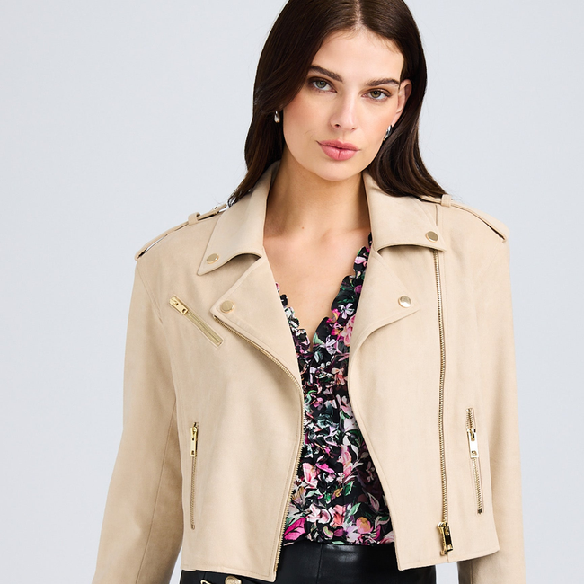 Cosita Vegan Suede Moto Jacket-gallery-43045240963322