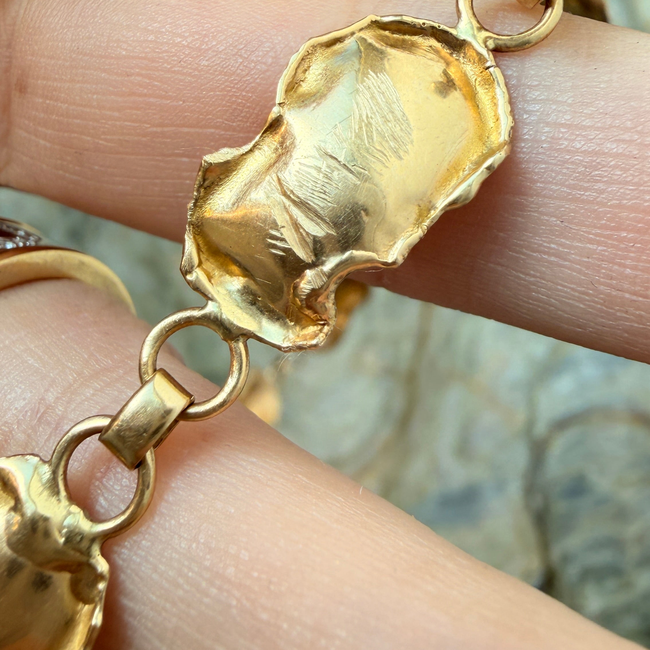 Vintage yellow 18K organic reversible petal chain, 16.5 inch-gallery-57436752216379