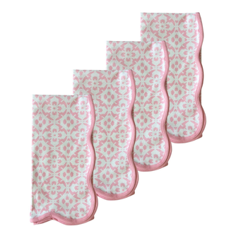 Porto Tiles Blush Scalloped Dinner Napkins