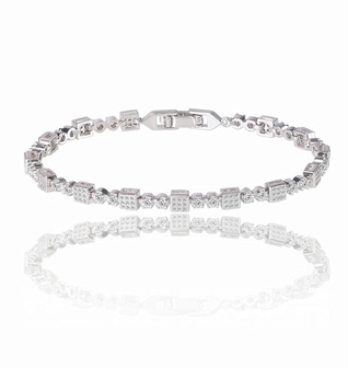Square Tennis Bracelet with White Diamond Cubic Zirconia