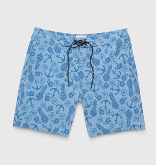 Duke 7.25” Tropical Boardshort - Blue Combo