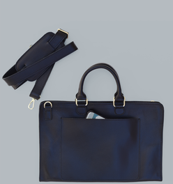 Leather Laptop Portfolio | Black Leather | Removable Strap