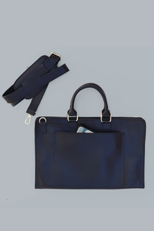 Leather Laptop Portfolio | Black Leather | Removable Strap