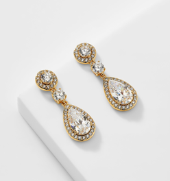 MULTI CZ FRAMED DROP EARRINGS