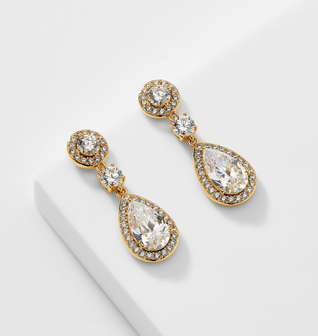 MULTI CZ FRAMED DROP EARRINGS