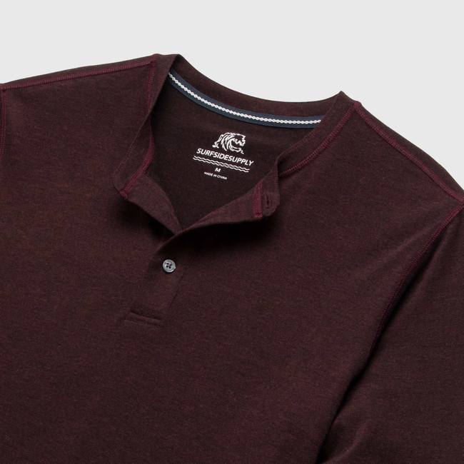 Sean Ultra Soft Classic Henley - Cabernet Heather-gallery-44013877723394