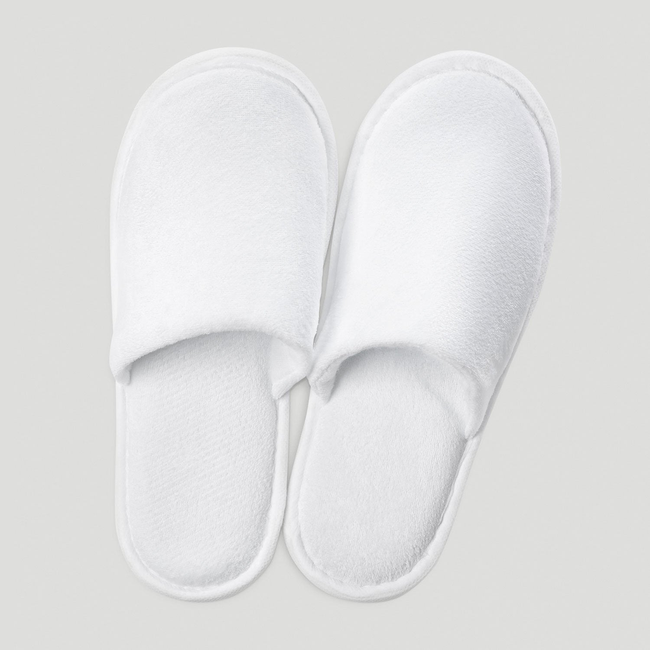 White Closed Toe Adult Velour Slippers - 6 pack-gallery-46194261393667