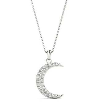 0.20 CTW Gold Crescent Moon Natural Diamond Pendant