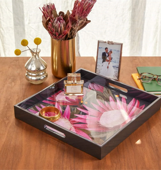 Protea Pink Tray - 15 Inch