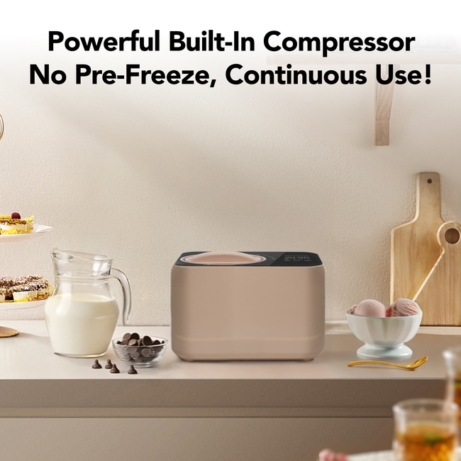 Whynter 0.8 Quart Compact Automatic Ice Cream Maker with Stainless Steel Bowl, Taupe Latte ICM-080-T-gallery-45334082126072