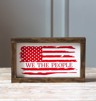Patriotic Wall Sign We The People American Flag Red