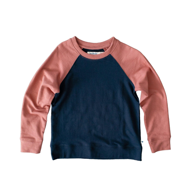 Stevie Raglan Sweatshirt - Navy & Rose Color Block-gallery-47001089343787