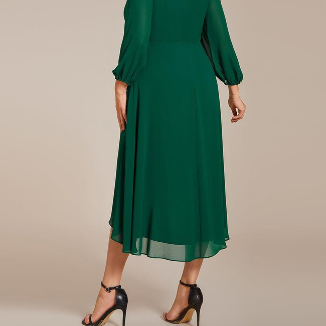 ever BRIAR|3/4 Sleeves Asymmetrical Hem A-Line Midi Wedding Guest Dress-gallery-31043971350602