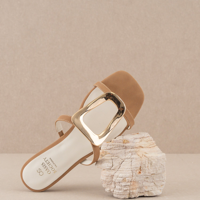 The Amiyah | Camel Statement Buckle Sandal-gallery-34702128644273