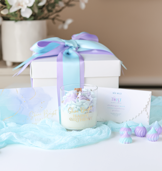 Shine Bright Happy Birthday Gift Bundle Candle +Wax Melts + Wish Card