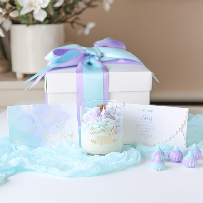 Shine Bright Happy Birthday Gift Bundle Candle +Wax Melts + Wish Card-gallery-35265945632838