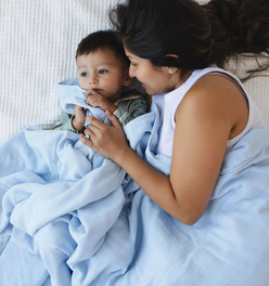 100% Muslin Cotton Blanket – Sky Blue Solid (Available in Two Sizes)