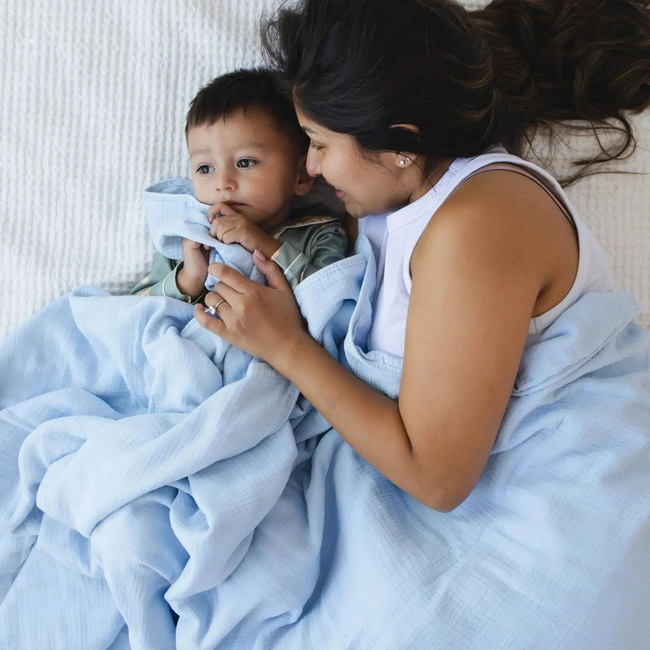 100% Muslin Cotton Blanket – Sky Blue Solid (Available in Two Sizes)-gallery-46906245710057