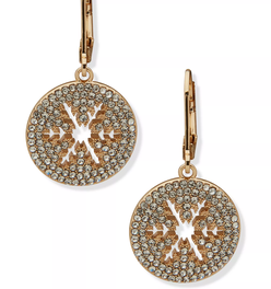 Cubic Zirconia Pave Snowflake Drop Earrings