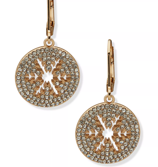 Cubic Zirconia Pave Snowflake Drop Earrings