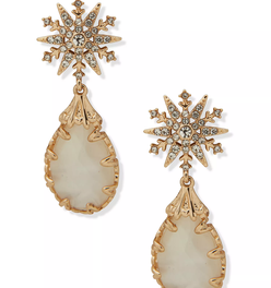 Gold-Tone Snowflake Post Drop Earrings