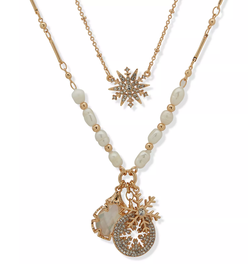 Beaded Snowflake Pendant Necklace