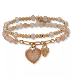 Multi-Stone Beaded Heart Stretch Bracelet